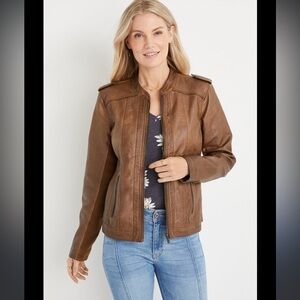 Faux Leather Zip Up Jacket